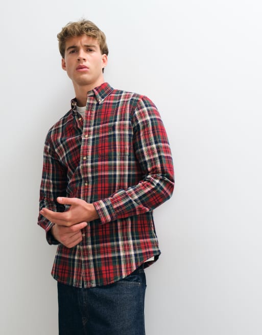 Polo Ralph Lauren camicia sportiva Oxford spazzolata rossa e verde, 3 di 5