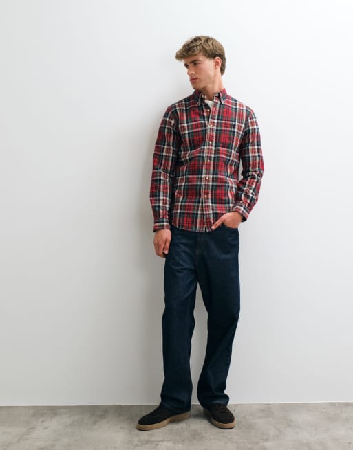 Polo Ralph Lauren camicia sportiva Oxford spazzolata rossa e verde, 4 di 5