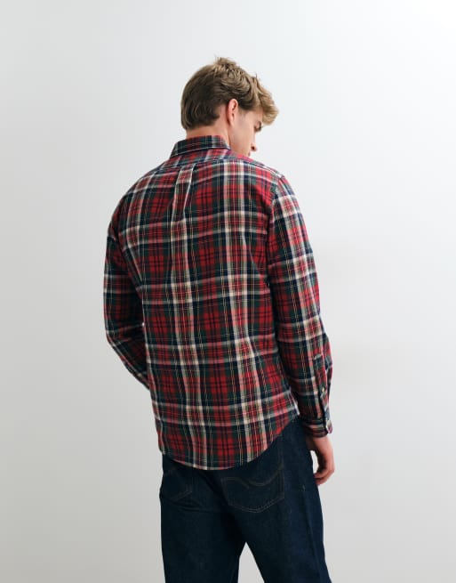 Polo Ralph Lauren camicia sportiva Oxford spazzolata rossa e verde, 5 di 5