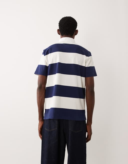 Polo Ralph Lauren - Camicia stile rugby a maniche corte blu navy e bianca a righe con logo iconico, 3 di 5