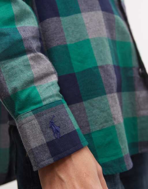 Polo Ralph Lauren camicia tartan blu navy e verde, 3 di 4