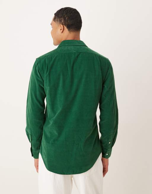 Polo Ralph Lauren - Camicia verde custom fit in tessuto a coste con logo, 3 di 5