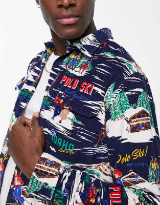 Camicia vestibilità classica in tessuto a costine multicolore con stampa a tema neve - Polo Ralph Lauren Camicia donna  - immagine2