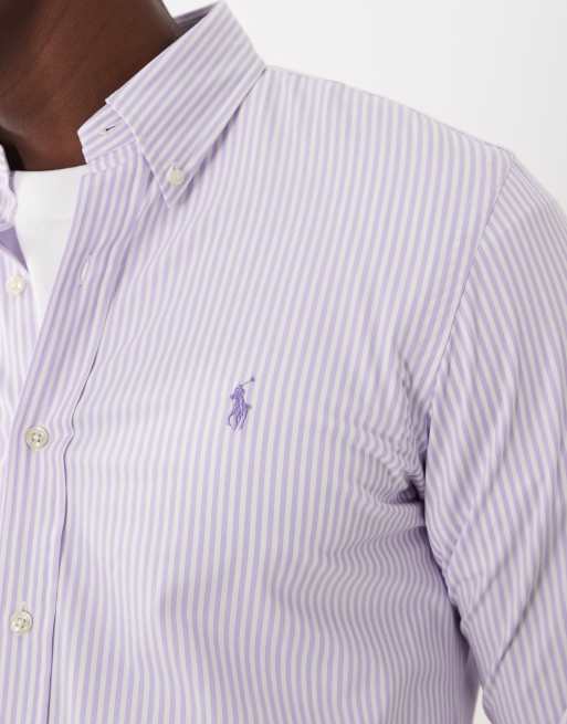 Polo Ralph Lauren - Camicia viola chiaro a righe con logo, 3 di 5