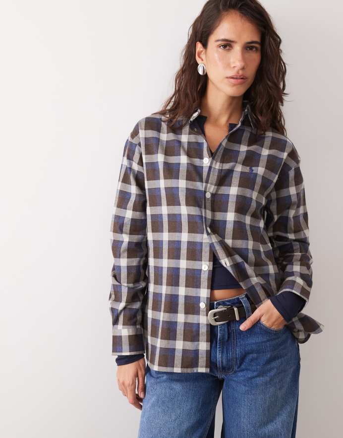 Polo Ralph Lauren camisa a cuadros marrón y azul