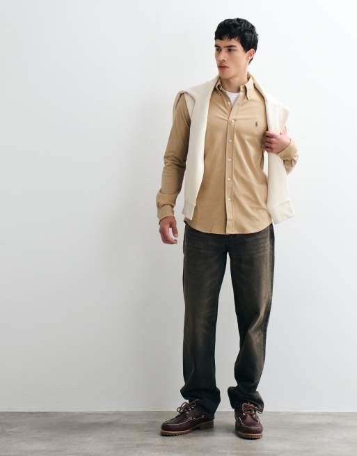 Polo Ralph Lauren - camisa beige de manga larga con botones, 3 de 5