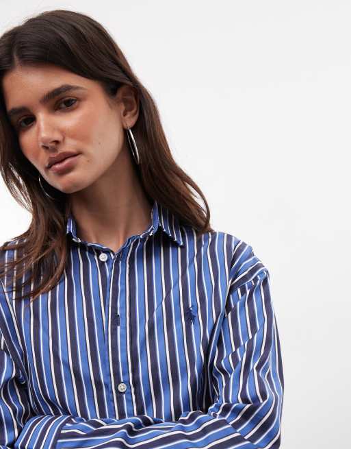 Polo Ralph Lauren - camisa de algodón a rayas de corte relajado en azul, 2 de 4