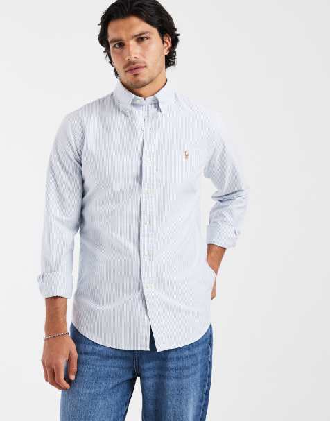 Polo Ralph Lauren - Camisa Oxford azul claro a rayas de corte custom - view 1