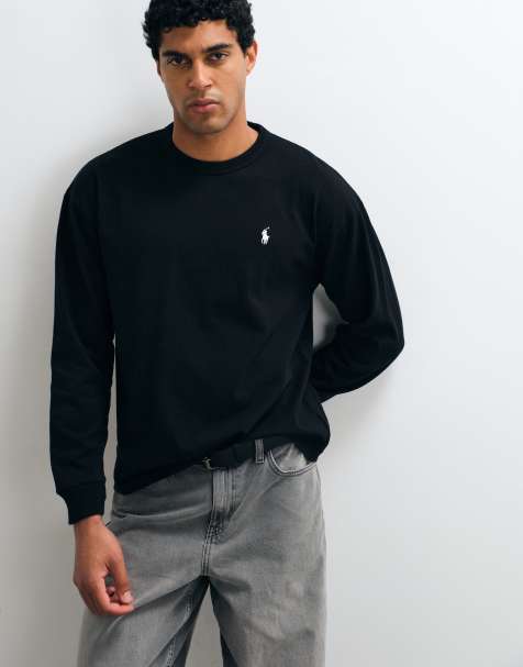 Polo Ralph Lauren - camiseta de manga larga de corte holgado y tejido grueso en negro - view 1