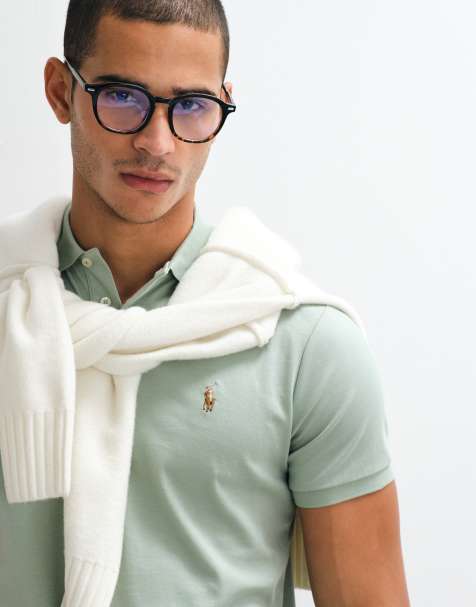 Polo Ralph Lauren - Camiseta verde claro de manga corta y corte slim custom de punto de algodón pima - view 1
