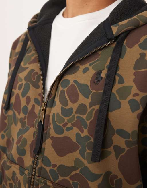 Polo Ralph Lauren camo zip hoodie in khaki | ASOS