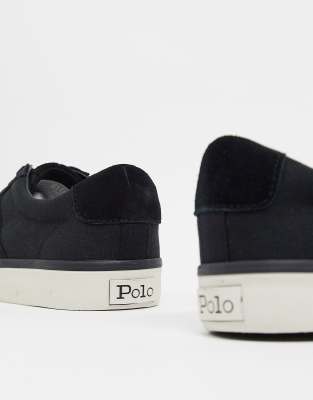 polo ralph lauren trainer in black with gold logo