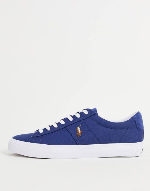 Polo Ralph Lauren canvas sayer trainer in navy with pony logo | ASOS