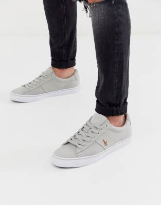 polo ralph lauren sayer canvas sneaker with multi polo player in white