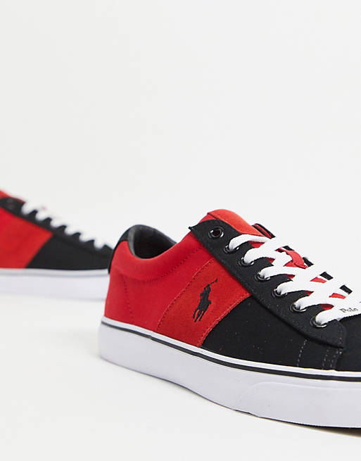 Polo Ralph Lauren canvas trainer in red with pony logo