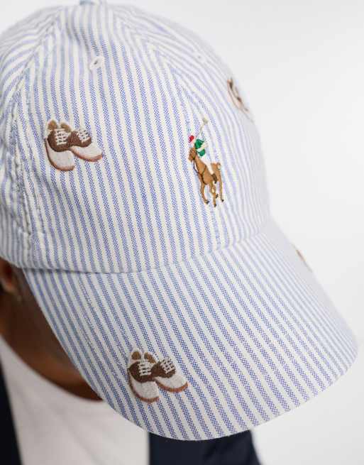 Polo Ralph Lauren cap in blue oxford stripe with pony logo | ASOS