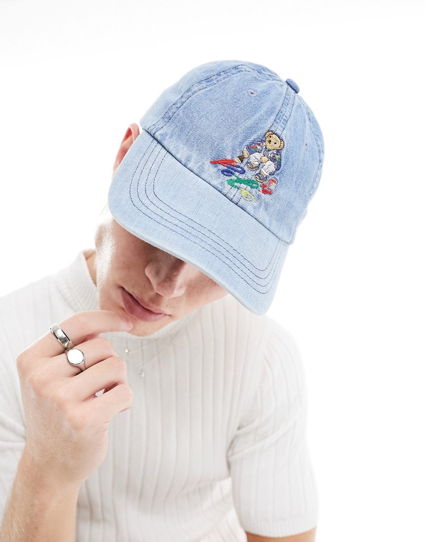 Polo Ralph Lauren cap in denim wash blue with bear logo