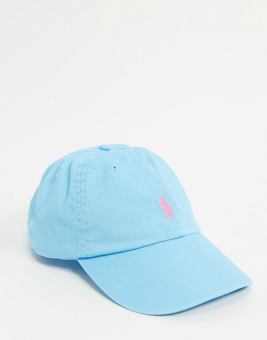 POLO RALPH LAUREN CAP IN FRENCH TURQOUISE WITH PONY LOGO-BLUES,710811338006-US