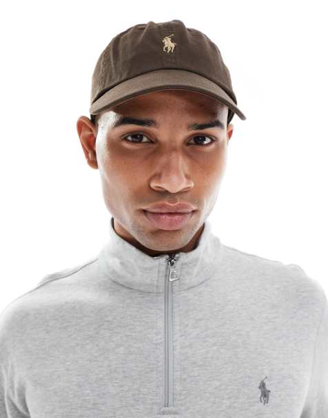 Polo Ralph Lauren - Cappellino con visiera in tessuto a coste elasticizzato marrone con logo - view 1