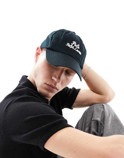 Polo Ralph Lauren - Cappellino con visiera in twill nero con scritta del logo