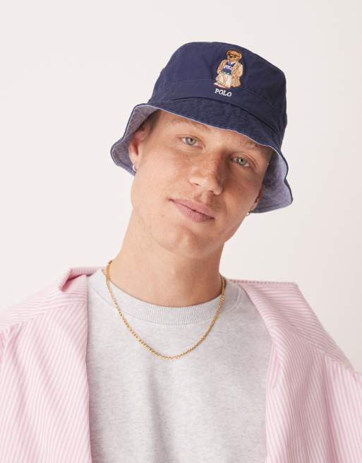 Polo Ralph Lauren - Cappello da pescatore in twill color blu navy con logo dell'orsetto heritage