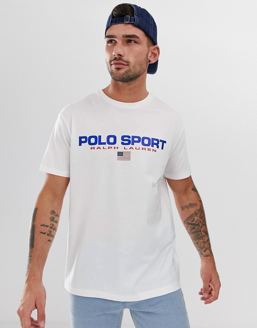 Polo Ralph Lauren - Capsule - Sportief retro T-shirt met logo en standaard pasvorm in wit