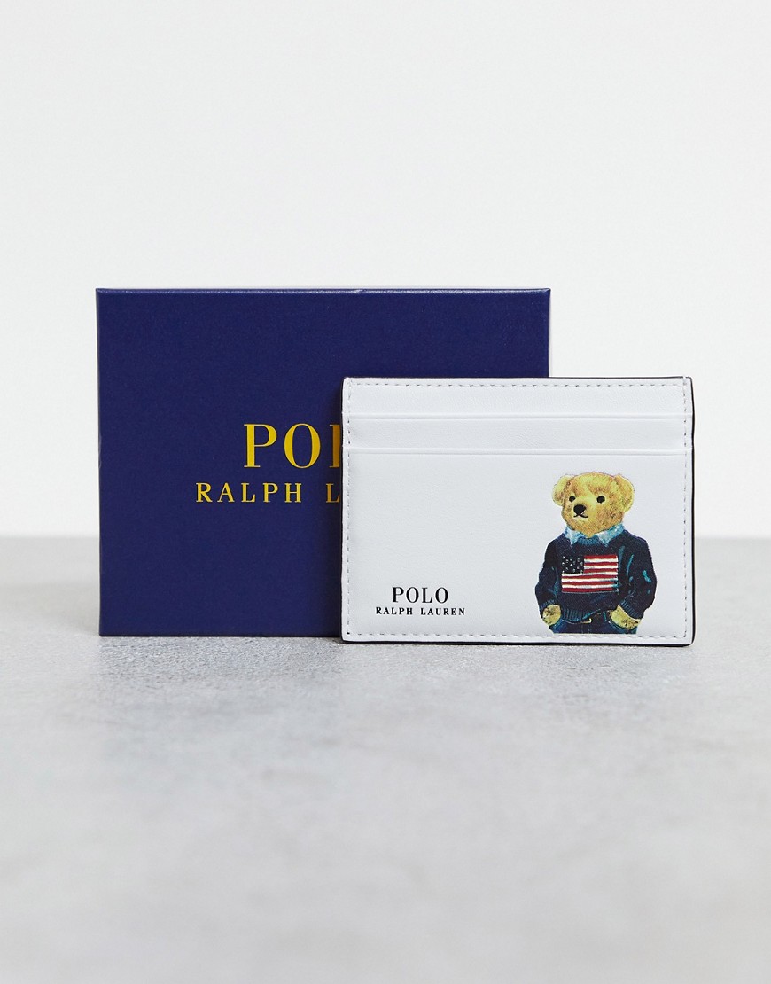 Polo Ralph Lauren card holder with bear logo in white
