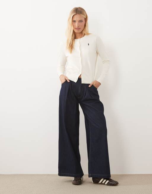 Polo Ralph Lauren cardigan i finstickning med ikonlogga i cream, 3 av 4