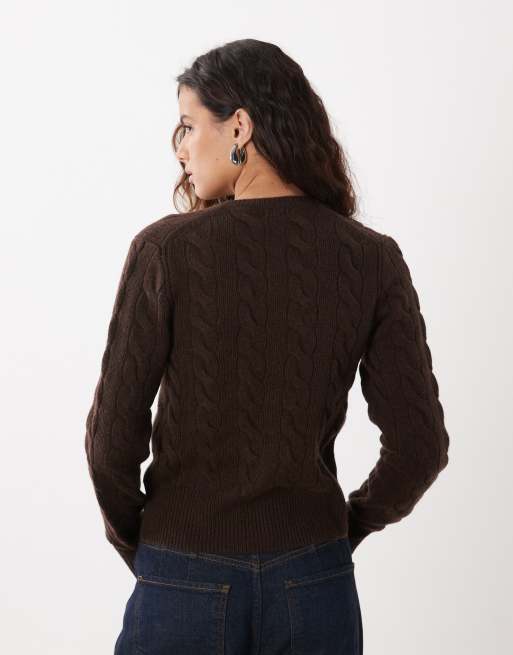 Polo Ralph Lauren cardigan in dark brown, 4 of 4