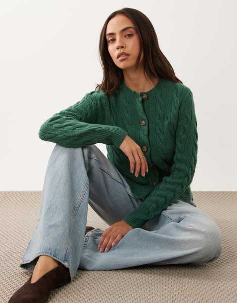 Polo Ralph Lauren - Cardigan in misto lana verde con logo a trecce - view 1