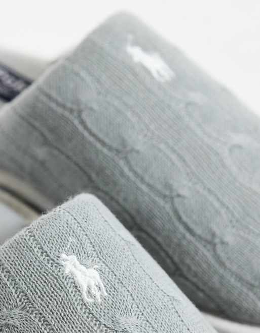 Polo Ralph Lauren Carey flätstickade tofflor i grått, 3 av 4