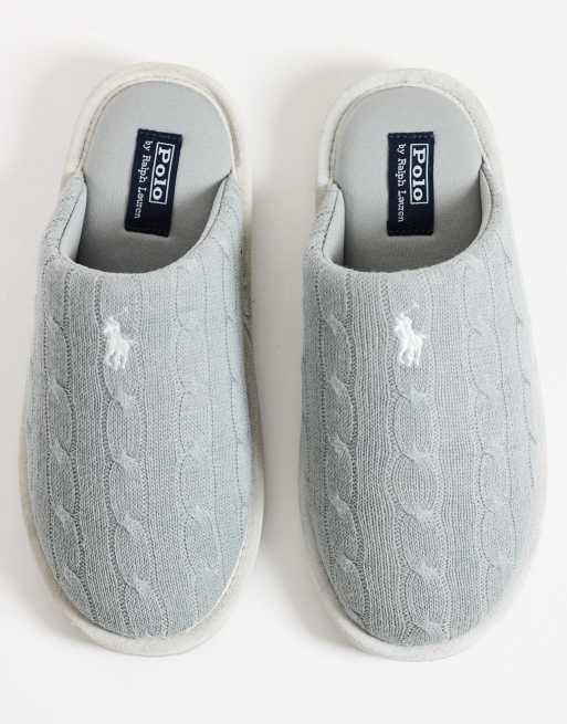 Polo Ralph Lauren Carey kabelstrikkede slippers i grå, 2 af 4