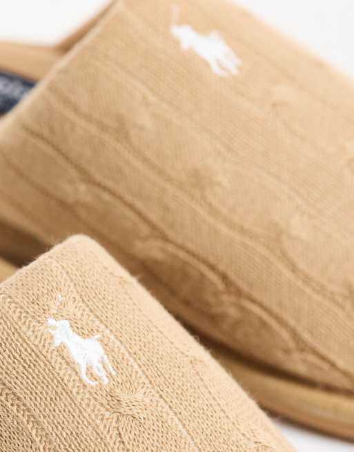Polo Ralph Lauren Carey slippers in beige, 3 of 4