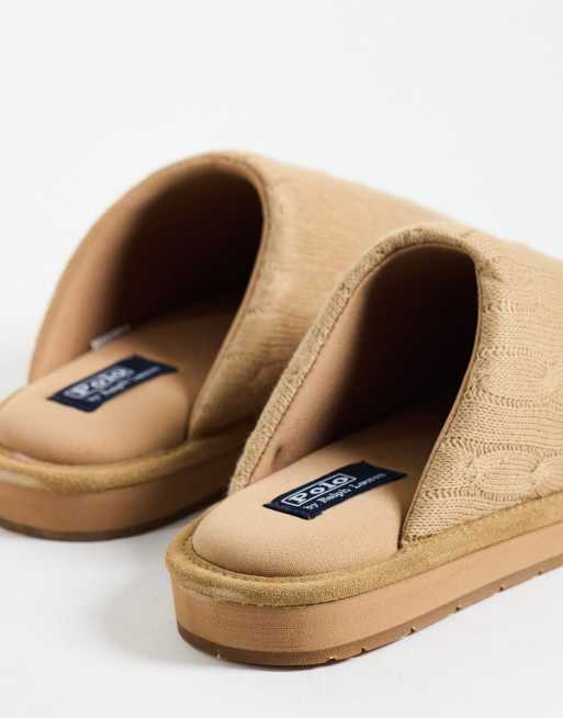 Polo Ralph Lauren Carey slippers in beige, 4 of 4