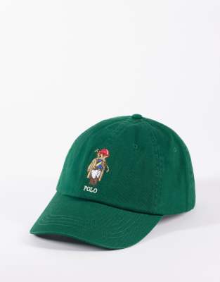 Polo Ralph Lauren - Casquette de baseball à broderie Polo Bear - Vert forêt nouveau-Bleu marine
