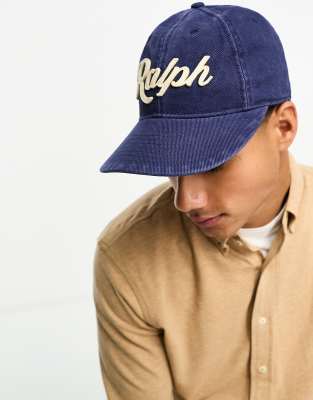 Polo Ralph Lauren script logo twill baseball cap  in navy - ASOS Price Checker