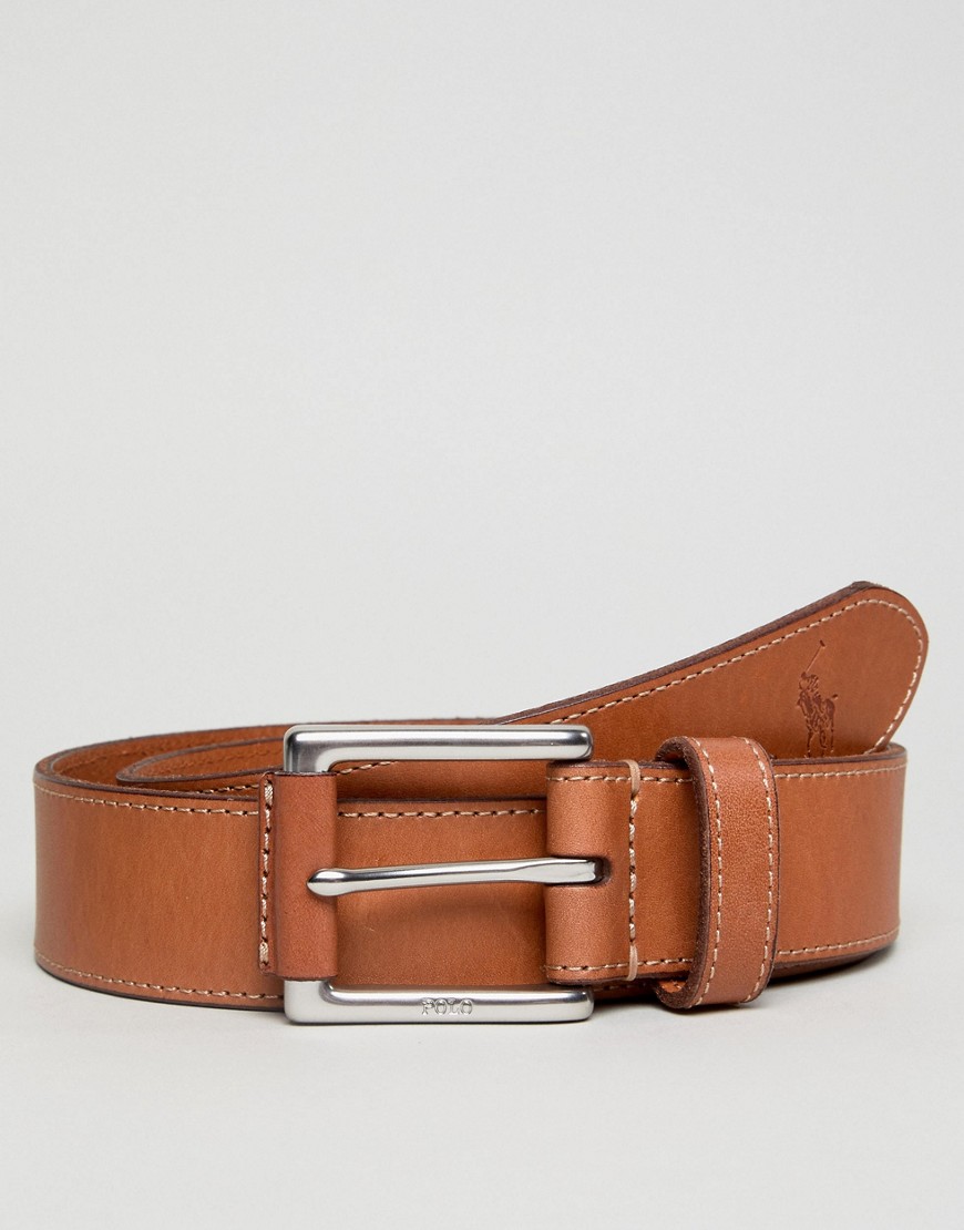 Polo Ralph Lauren Casual Leather Wrap Belt Player Logo in Tan