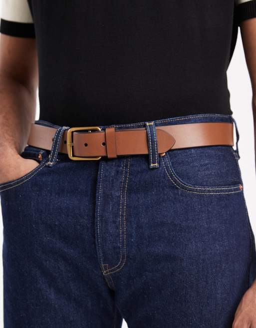 Polo Ralph Lauren - Ceinture en cuir avec logo 1 3/8 - Fauve