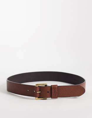 Polo Ralph Lauren - Ceinture en cuir avec logo moyen 1 3/8 - Noir-Brown