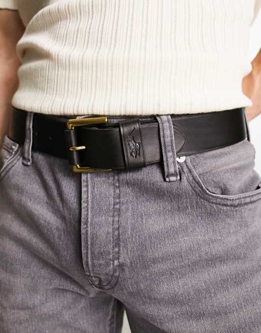 Polo Ralph Lauren Ceinture en cuir lisse avec logo poney Noir