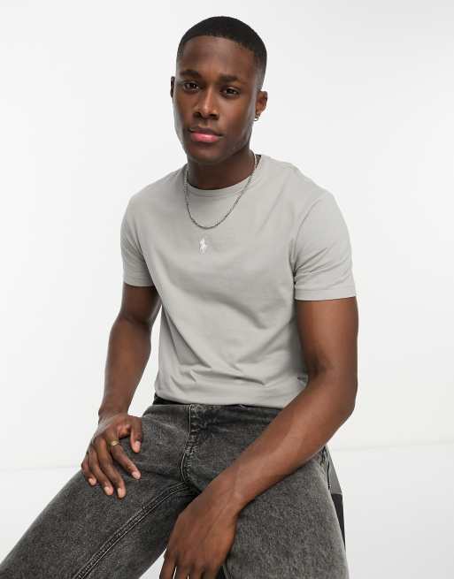 Polo Ralph Lauren center icon logo T-shirt custom fit in gray | ASOS