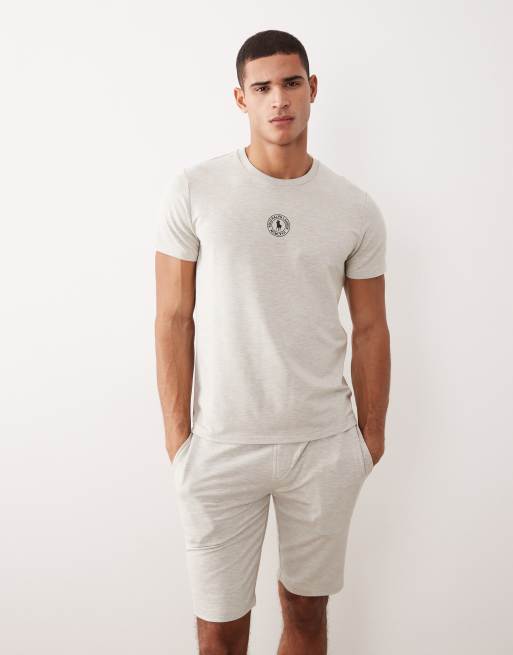 Polo Ralph Lauren central icon logo co-ord lounge t-shirt in light sprt heather