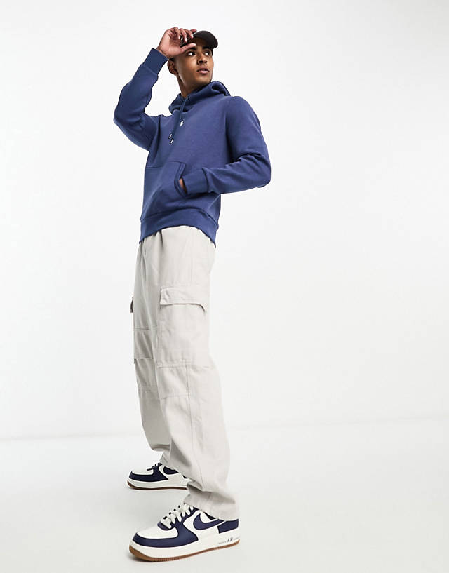 Polo Ralph Lauren - central icon logo double knit hoodie in blue marl