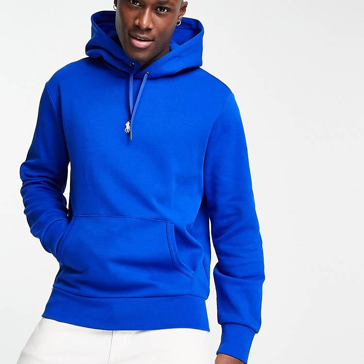 Polo Ralph Lauren central icon logo double knit hoodie in bright blue | ASOS