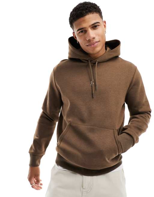 Polo Ralph Lauren central icon logo double knit sweat hoodie in brown  heather