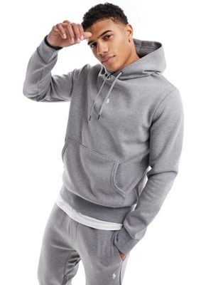 Polo Ralph Lauren central icon logo double knit sweat hoodie in charcoal marl CO-ORD