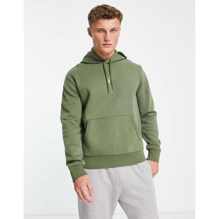 Polo Ralph Lauren central icon logo double knit sweat hoodie in olive green