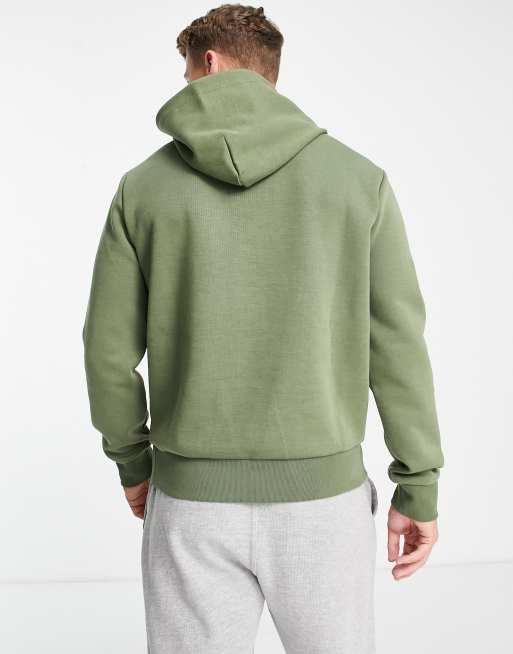 Polo Ralph Lauren central icon logo double knit sweat hoodie in olive green