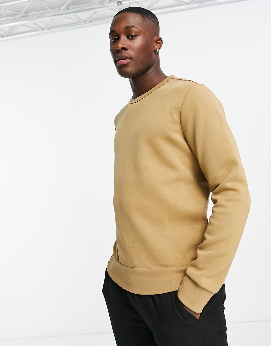 Polo Ralph Lauren Central Icon Logo Double Knit Sweatshirt In Khaki Tan-brown
