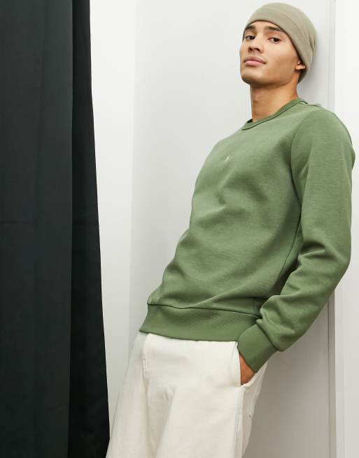 Polo Ralph Lauren central icon logo double knit sweatshirt in olive green |  ASOS